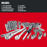 ▶ CRAFTSMAN Juego de herramientas mecánicas, SAE/métrico, unidad de 1/4 pulgadas, 83 piezas (CMMT12021)