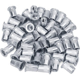 100 tuercas de remache de brida de aluminio de 1/4-20, UNC tuerca de inserción roscada de cabeza plana