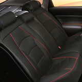 ▶ Ultra Cómodo Cojines de Cuero sintético para Asiento Delantero (Compatible con Bolsa de Aire), Black Red Trim-Bench