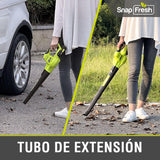 Soplador de hojas SnapFresh, inalámbrico de 20 V con batería de 2 Ah y cargador rápido, 2 velocidades, ligero y eléctrico para el cuidado del césped, ideal para patios y aceras.