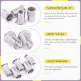 🔩 Swpeet - Juego de 20 tuercas de remache estriado de acero inoxidable 304 de 3/8 a 40,6 cm de cabeza plana roscada para automoción, muebles, decoración