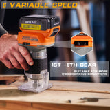 Routers de velocidad variable inalámbrico de palma para batería DEWALT de 20 V máximo, recortadora de madera, motor sin escobillas, 6 velocidades ajustable de 1/4 pulgadas, adecuado para reparación del hogar,