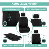 ▶ Funda de asiento de lujo FH GROUP de ajuste universal, color negro (compatible con airbag y con división trasera, compatible con la mayoría de autos, camionetas, SUV y furgonetas,