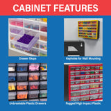 ▶ Dawer Hardware & Craft Plastic Cabinet, Red & Black