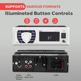 ▶ Kit de receptor marino y altavoz – Estéreo digital LCD integrado Bluetooth y micrófono con sistema de radio AM FM 5.25 pulgadas, altavoces impermeables (2) lectores MP3/USB/SD y control remoto – PLMRKT36WT