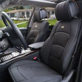 ▶ Juego de Cojines de Asiento de Piel sintética, Fundas de Asiento de Coche para Asiento de Respaldo bajo, Ajuste Universal, Compatible con airbag para SUV, sedán, Color Negro sólido