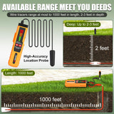 ▶ Buscador de tuberías y cables subterráneos generador de tono de trazador de cables subterráneos y sonda con auriculares, probador de alambre enterrado para localizar cables de rotura y cables de valla para perros