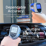Termómetro infrarrojo digital láser Temperatura Pistola Sin contacto -58 ℉ ~ 1022 ℉ (-50 ℃ ~ 550 ℃) con emisividad ajustable & Max Medida para la carne refrigerador piscina Horno