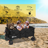 Carro plegable plegable de 48 pulgadas de largo con capacidad de peso de 420 libras, carro de jardín plegable de 300 litros de servicio pesado con ruedas de playa grandes todo terreno y soportes