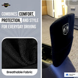 ▶ Funda de consola central con licencia oficial de ajuste personalizado con logotipo plateado bordado de Ram para modelos seleccionados de Ram con asiento de cubeta (no asiento de banco/salto)