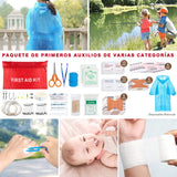 DQST Kit de Supervivencia, Supervivencia Al Aire Libre y Protección Personal, con Linterna LED, Chubasqueros, Brújula, Gasa, etc. para Aventuras de Camping.