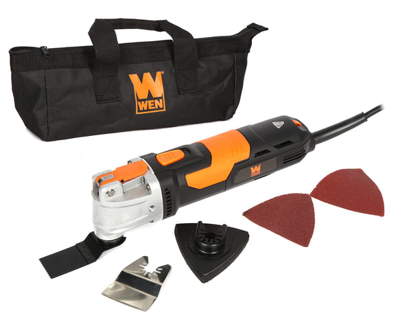 WEN - Kit multiherramienta oscilante, velocidad variable de 3.5 A con accesorios y estuche de transporte (MT3537)