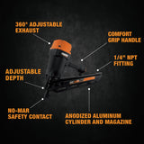 Clavadora neumática de 21 grados con clavos | Clavos de cabeza redonda completa de 2 pulgadas - 3-1/2 pulgadas | Anti-fuego seco, doble gatillo, ajuste de profundidad y agarre Freeman