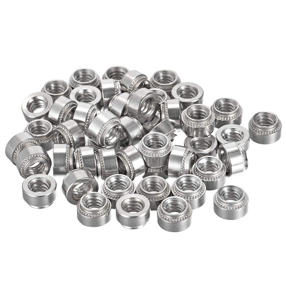 uxcell - Tuercas autoenganchables, 1/4-20 x 0.25 pulgadas, tuerca de remache de acero inoxidable, cabeza redonda, 50 piezas