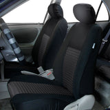▶ Juego completo de fundas de asiento de coche de ajuste universal, elegantes y modernas (negro) , compatible con airbag y asiento dividido, compatible con la mayoría de coches, camionetas, SUV y furgonetas)