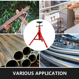 ▶ Soporte de tubería de transferencia de 4 bolas con cabeza en V – capacidad de 2500 libras – altura ajustable 28-52 pulgadas – soporte de tubo plegable para soldadura y roscado de tuberías –