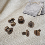 🔩 20 Unids Clavo Remache, Bronce Botón de Cabeza Redonda Tornillos de Botón DIY Accesorios de Artesanía de Cuero para el Cinturón Bolso Monedero, 8x6mm