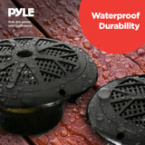 ▶ Kit de altavoces receptor de unidad principal marina – Estéreo digital LCD integrado Bluetooth y micrófono con sistema de radio AM FM 5.25 pulgadas, altavoces impermeables (2) lectores MP3/SD y control remoto – PLMRKT46BK