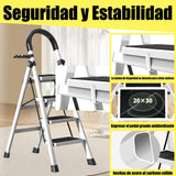 ▶ Escalera Plegable,4 Peldaños con Empuñadura Práctica Escalera Doméstica en,Taburete Portátil con Pedal Ancho Antideslizante,Escalera de Tijera Tipo para Hogar,Oficina,Cocina,Garaje