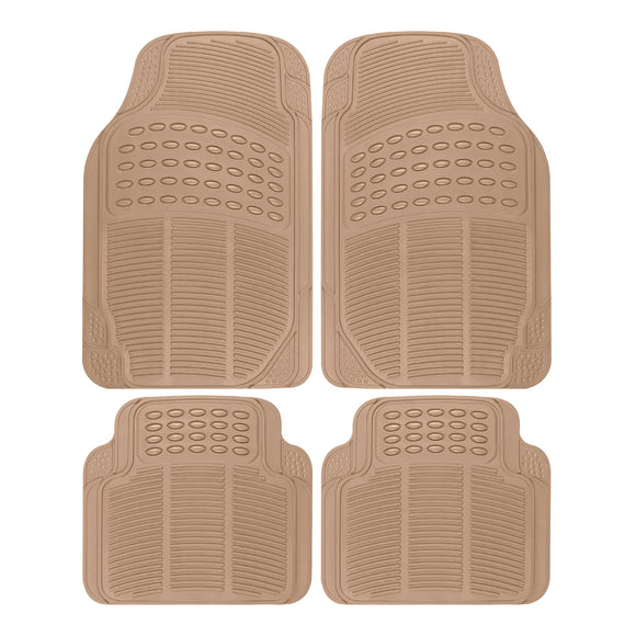 BDK Universal Fit - Alfombrilla de hule para el piso, 4 unidades, resistente a todo tipo de condiciones meteorológicas, Beige
