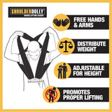 ▶ Correas de elevación ShoulderDolly, LD1000, negras, soportan hasta 360 kg, 2 arneses universales + 1 correa central