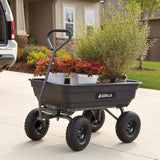 Gorilla Carts GOR4PS Poly Garden Dump Cart with Steel Frame and 10-in. Pneumatic Tires, 600-Pound Capacity, Black