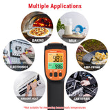 Pistola de temperatura láser dual para cocina, termómetro infrarrojo digital para parrilla de horno de pizza, pistola de termómetro láser con pistola de temperatura de emisividad