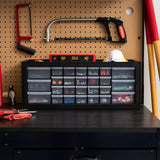 ▶  Organizador de Tornillos, Gabinete de 26 Cajones, Almacenamiento de Cajones de Plástico para Manualidades, Piezas Pequeñas, Tuercas y Herramientas, Pasatiempos de Arte de Scrapbook - Negro