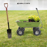 Carretilla de Acero Resistente de 600 Libras de Capacidad para jardín, de fácil volcado rápido, con asa de tracción Recta, Color Verde