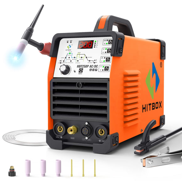 ▶ HITBOX TIG Soldador AC/DC con pulso, máquina de soldadura de aluminio profesional de 200 A con onda cuadrada/palo/MMA/IGBT, exquisito soldador de arco completo de 220 V, que te ofrece un excelente