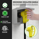 ▶ Cable de extensión de 30 pies para exteriores con mango de agarre, cable de alimentación flexible resistente al agua, 50A 125/250V 6250/12500W STW