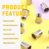 🔩 Swpeet - Juego de 20 tuercas de remache estriado de acero inoxidable 304 de 3/8 a 40,6 cm de cabeza plana roscada para automoción, muebles, decoración