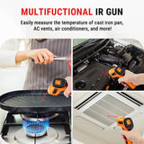 Pistola de termómetro infrarrojo, termómetro láser para cocina, horno de pizza, plancha, motor, HVAC, pistola de temperatura láser con emisividad ajustable y medida máxima de -165 °F
