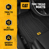 ▶ CATERPILLAR Tapetes  Juego completo de alfombrillas delanteras y traseras para automóviles, para todo tipo de clima, resistente y de ajuste universal, accesorios de goma para camiones y automóviles,