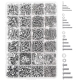 🔩 Voyzdx 1280 Piezas Surtido de Tornillos Métricos M2 M3 M4 M5 304 Tornillos de Acero Inoxidable, Surtido de Tornillos Allen con Cabeza Cilíndrica, Tuercas Hexagonales y Arandelas Planas