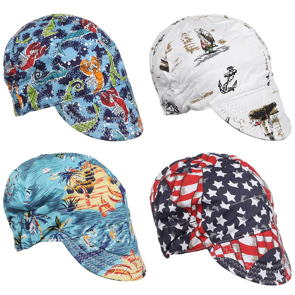 ▶ 4 tapas de soldadura, sombreros de soldadura de algodón, tapas de soldador con forro de malla que absorbe el sudor, sombreros de soldadura transpirables con anillo elástico para soldadores, electricistas, trabajadores de centrales eléctricas