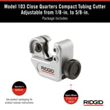 Cortador de tubos de 1/8 pulgadas a 5/8 pulgadas, plateado, pequeño RIDGID 32975 Modelo 103