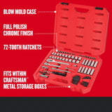 ▶ CRAFTSMAN Juego de herramientas mecánicas, SAE/métrico, unidad de 1/4 pulgadas, 83 piezas (CMMT12021)