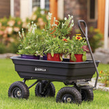 Gorilla Carts GOR4PS Poly Garden Dump Cart with Steel Frame and 10-in. Pneumatic Tires, 600-Pound Capacity, Black