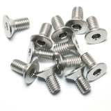 PZRT - 12 tornillos hexagonales hexagonales avellanados de acero inoxidable A2-70 tornillos de cabeza plana Allen M5 x 10, tono plateado