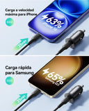 ▶ Cargador Auto, USB C 30W+USB A 30W QC3.0 Car Phone Charger Cargador de Coche Adaptador Compatible con iPhone 16 15 14 13 12 Pro Plus MAX Mini Samsung S21 Huawei iPad Airpods Portátiles Tabletas