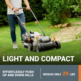 Cortadora de césped inalámbrica Worx de 40 V y 14" para jardines pequeños. Cortadora de césped a batería 2 en 1 silenciosa. Cortadora de césped compacta y ligera con ajuste de altura de 6 posiciones. WG779. Incluye 2 baterías y cargador.