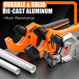 ▶ Cortador de tubos de PVC, 3 engranajes de corte ajustable de hasta 2-1/2 pulgadas, herramienta de corte de tubos de carraca resistente para PVC, PPR, PE, PEX, mangueras de plástico y tuberías