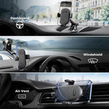 ▶ Soporte para Celular Automóvil 3 en 1 Potente Ventosa Porta Celular para Auto Parabrisas/Salpicadero/Ventilación Base Celular para iPhone, Samsung, Xiaomi Redmi, etc. para Fundas Gruesas