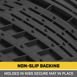 ▶ CATERPILLAR Tapetes Alfombrillas de goma Cat para todo tipo de clima, para coche, camión, SUV y furgoneta, protección total, ribete duradero para adaptarse a revestimientos resistentes, sin olor, negro, número de modelo: CAMT-1004-BK