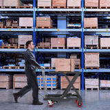 Carrito de mesa de elevación hidráulica, capacidad de 500 libras, 28.5 pulgadas, con 4 ruedas y almohadilla antideslizante, para manejo y transporte de materiales, color negro