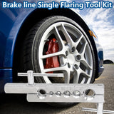 ▶ Herramientas de abocinamiento de línea de freno de 3/16 pulgadas y 1/4 pulgadas, incluye herramienta de abocinado, doblador de tubos, línea de freno de 3/16 pulgadas + 1/4 pulgadas con accesorios (32 accesorios, 4 unidades de unión + 8 pi