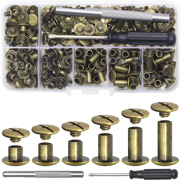 ▶  110 Juegos De Tornillos De Chicago, Remaches De Cuero, Remaches De Tornillo Surtidos M5, Tornillos De Encuadernación De Chicago Para Decorar Y Reparar, Artesanía De Cuero, Cinturón, Bolso, Zap