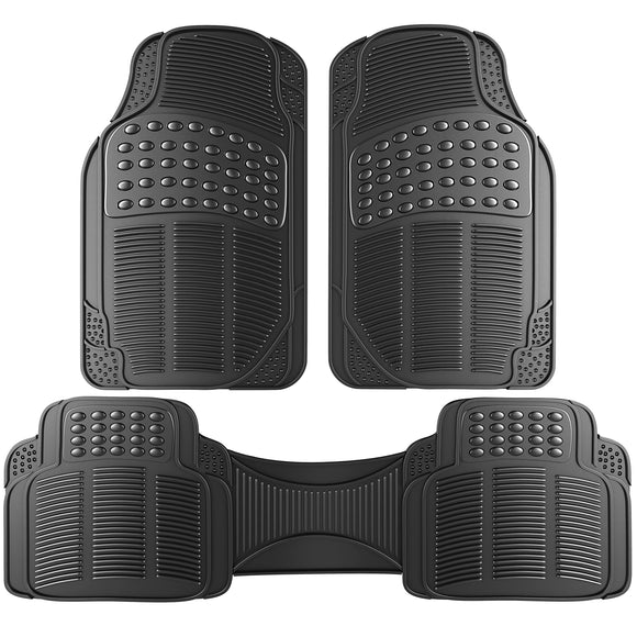 OxGord Ajuste Universal - Juego completo de 3 piezas, alfombra de goma para trabajo pesado, acolchada, Negro