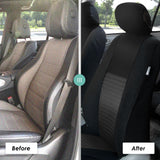 ▶ Juego completo de fundas de asiento de coche de ajuste universal, elegantes y modernas (negro) , compatible con airbag y asiento dividido, compatible con la mayoría de coches, camionetas, SUV y furgonetas)